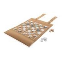Set gioco pieghevole in sughero dama e backgammon